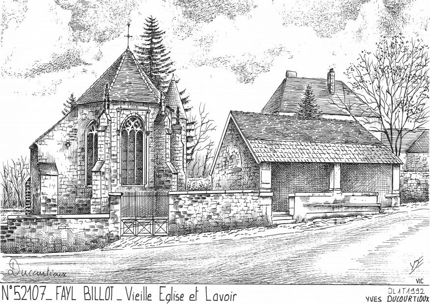 N 52107 - FAYL BILLOT - vieille église et lavoir